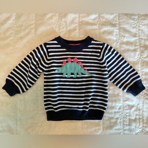 Baby boy navy blue and white stripe dinosaur sweater - 6 months - Carters